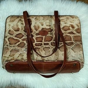 Terrida Genuine Italian Leather and snakeskin Shoulder Tote Bag